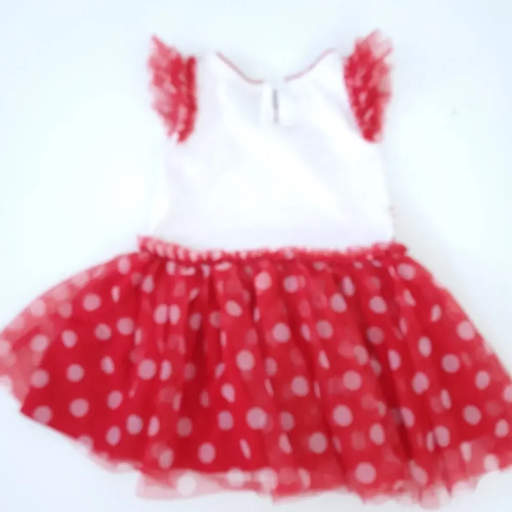 Disney Baby Minnie Mouse Dress 3-6 Months, Tutu Dress Stripe Polkadots Red White